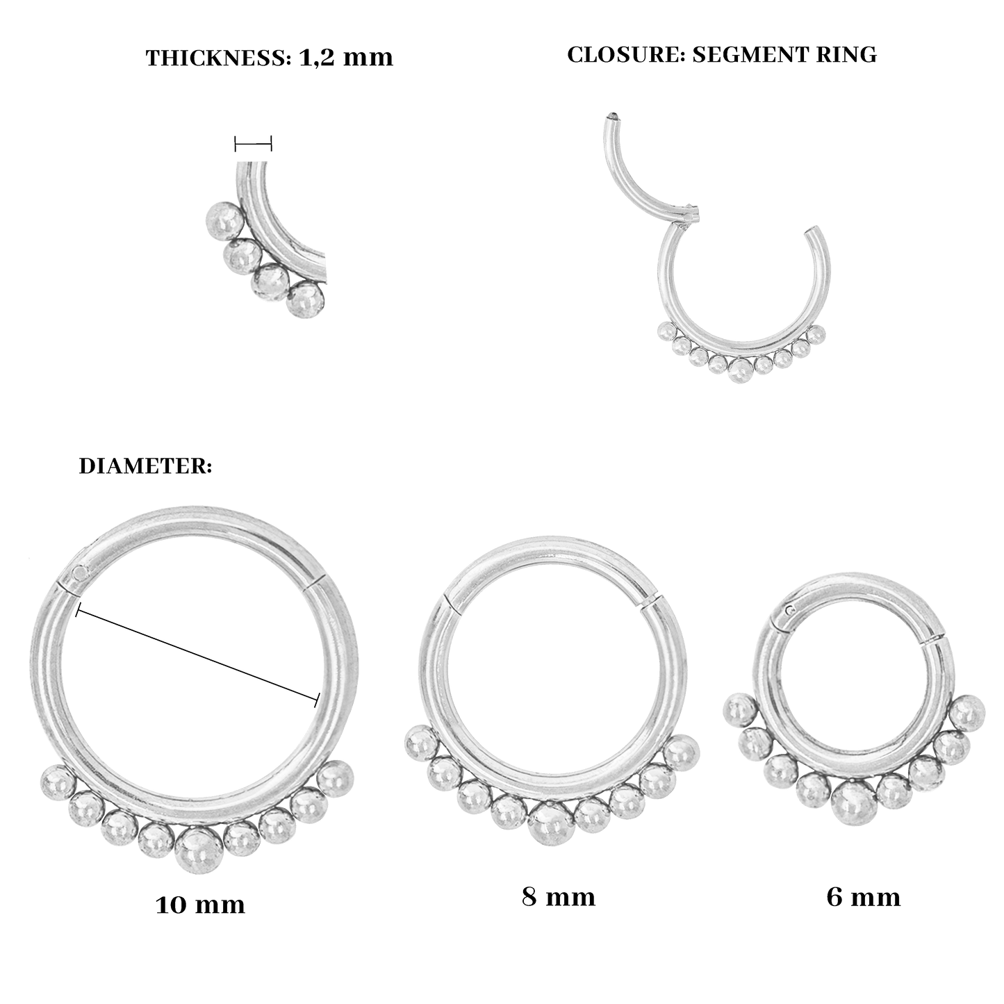 Boho Click Piercing Argento
