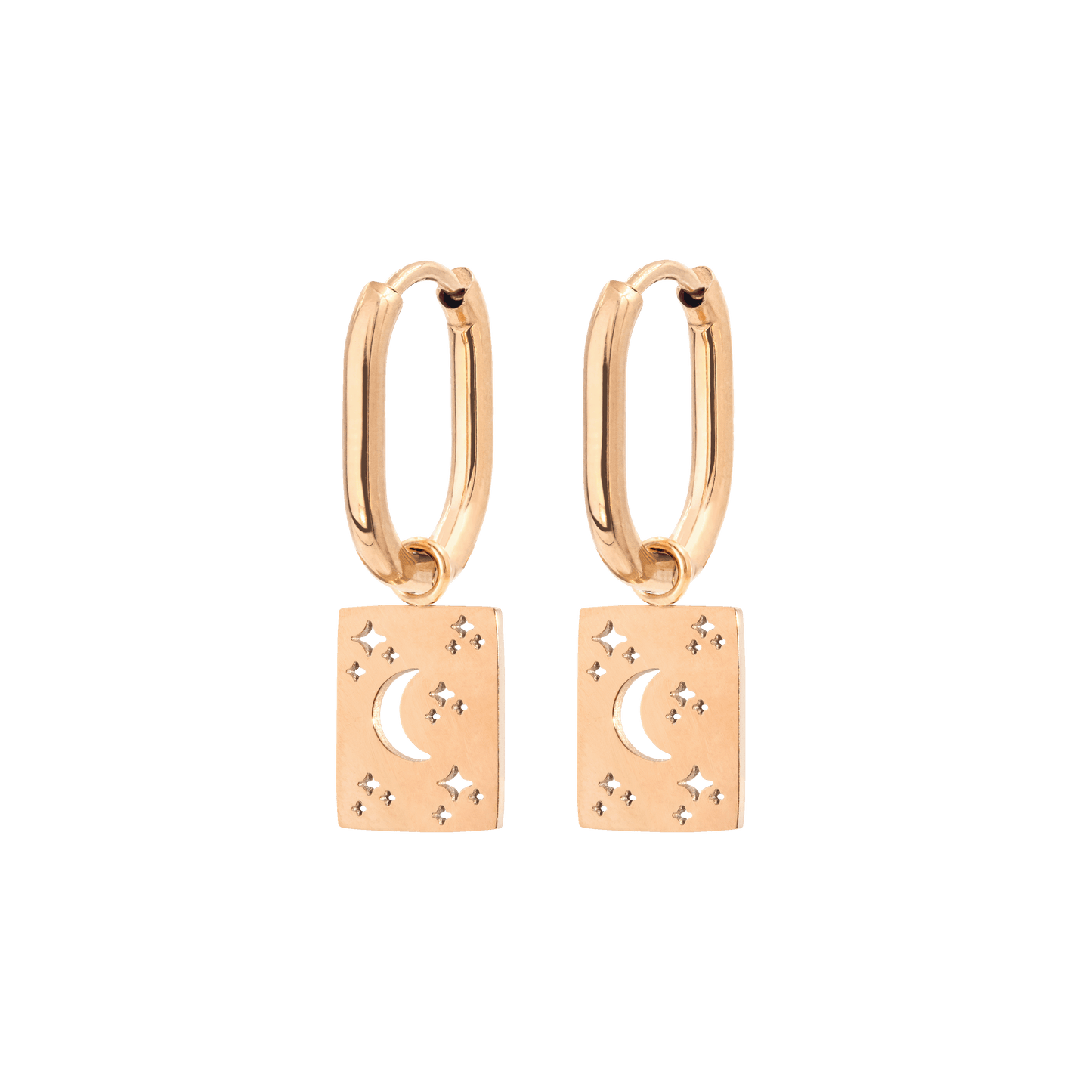 Midnight Lover Oval Hoops Baby Oro Rosa