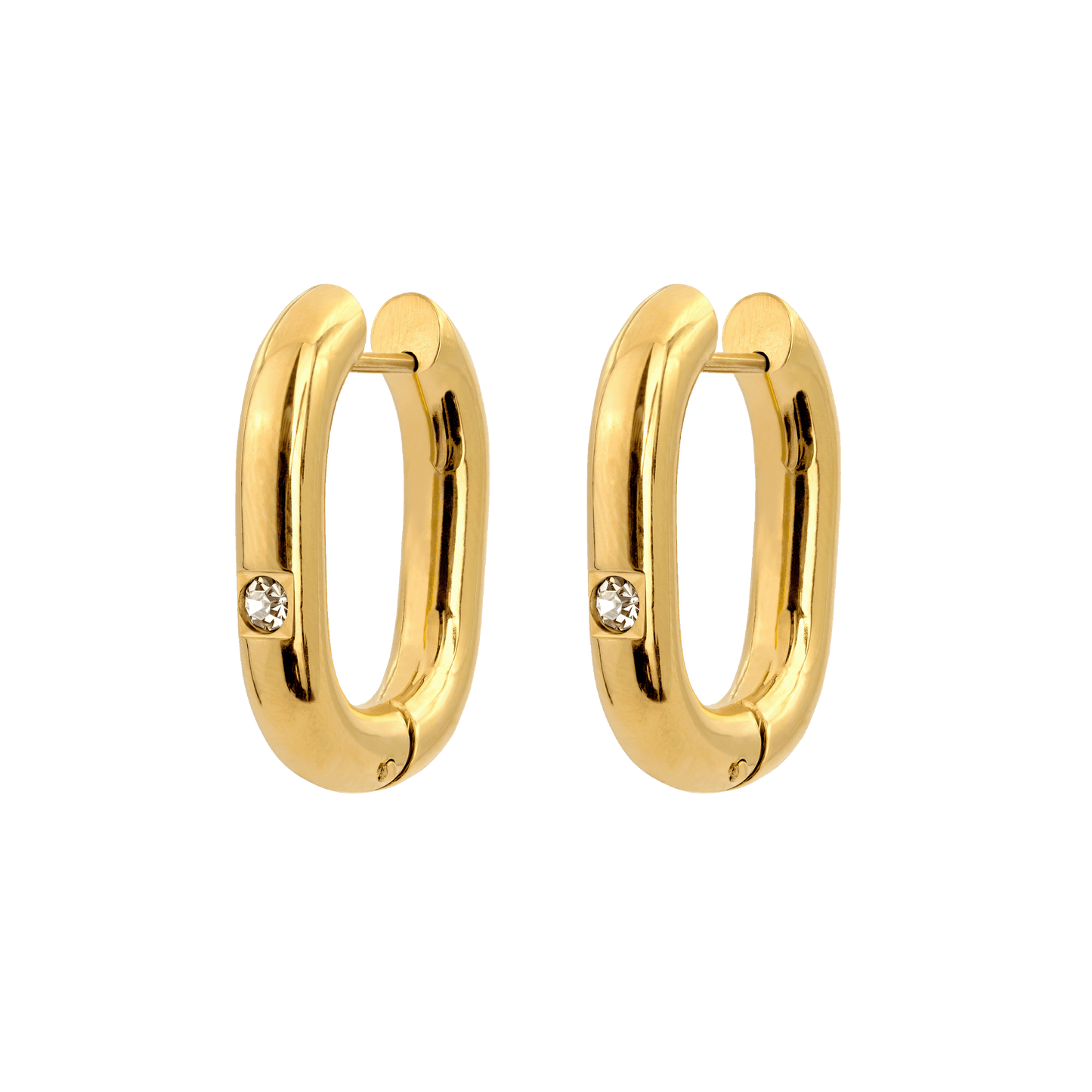 Sparkle Oval Hoops Medium Oro
