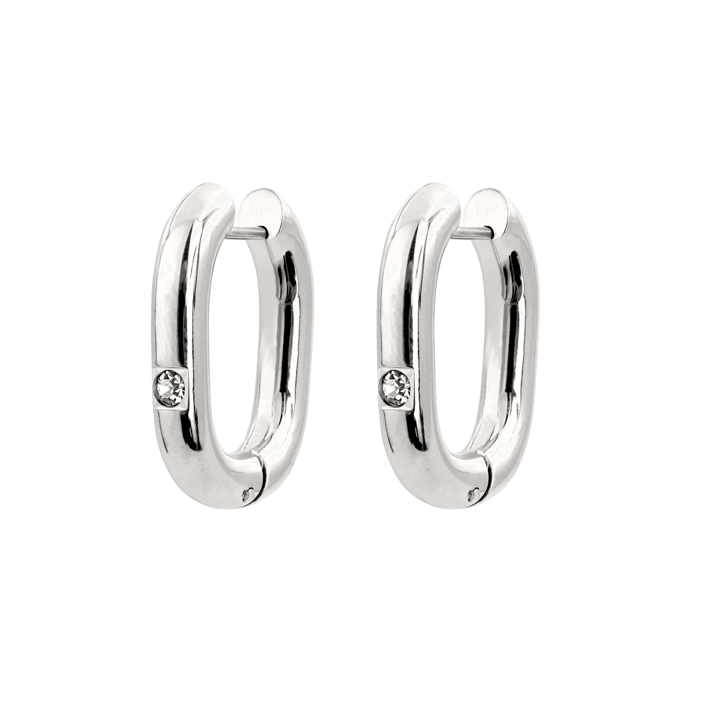 Sparkle Oval Hoops Medium Argento