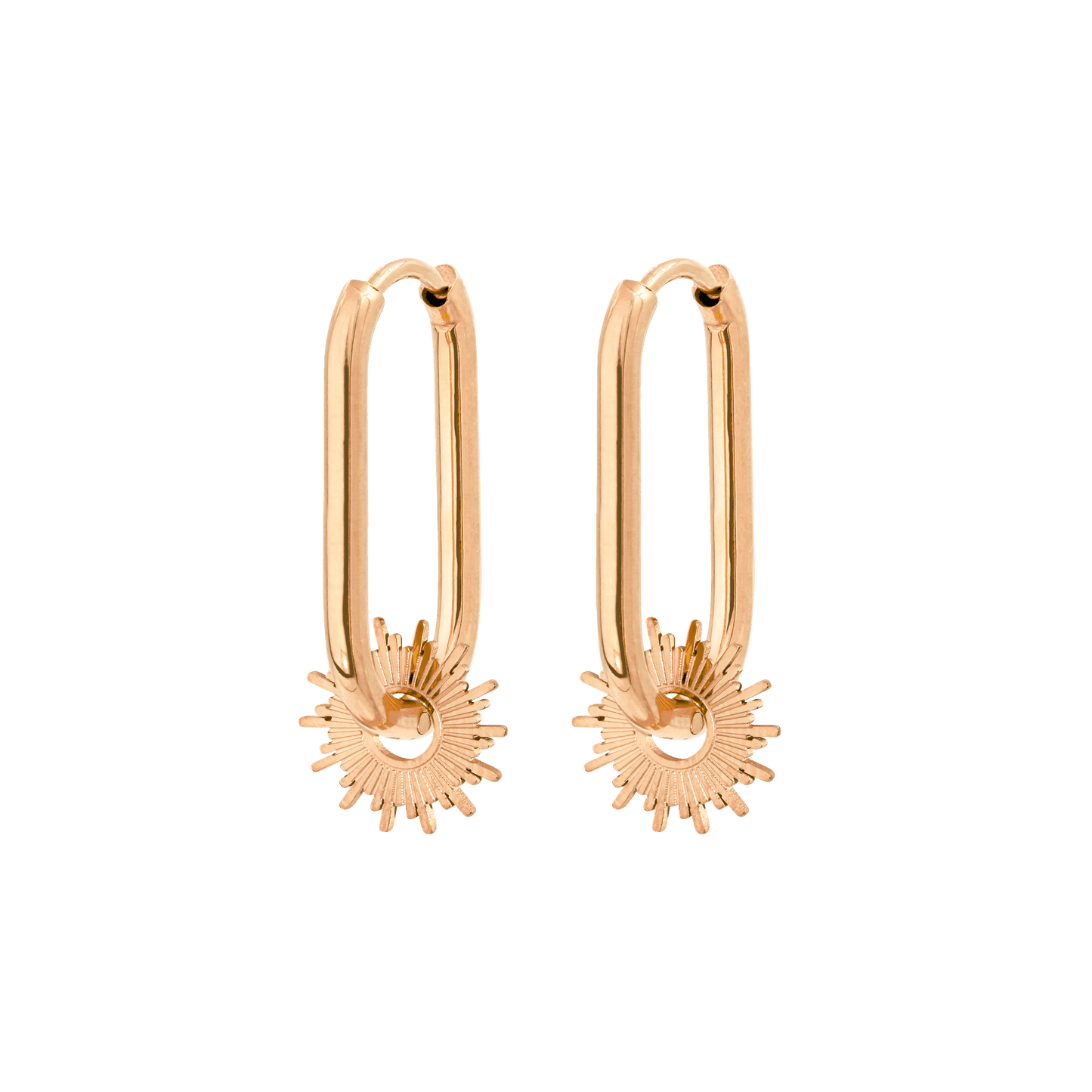 Sun Ray Oval Hoops Small Oro Rosa