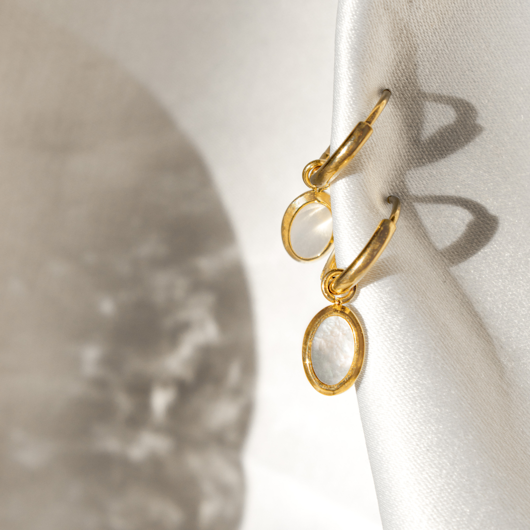 Mother of Pearls Hoop Set Argento