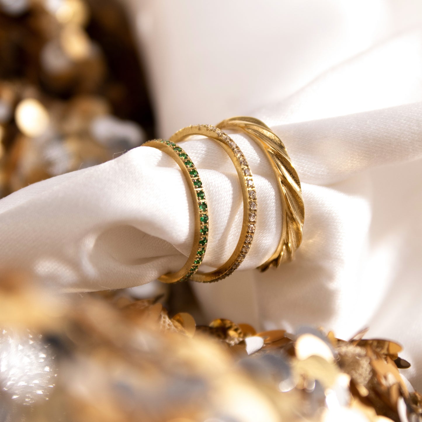 Green Sparkle Anello Oro