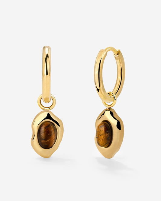 Tiger's Eye Hoop Set Small Oro