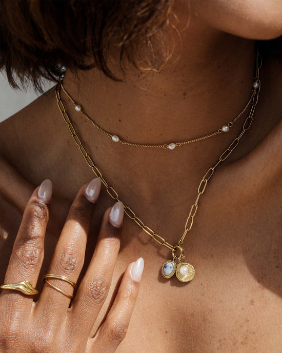 Oval Links Charm Collana Set