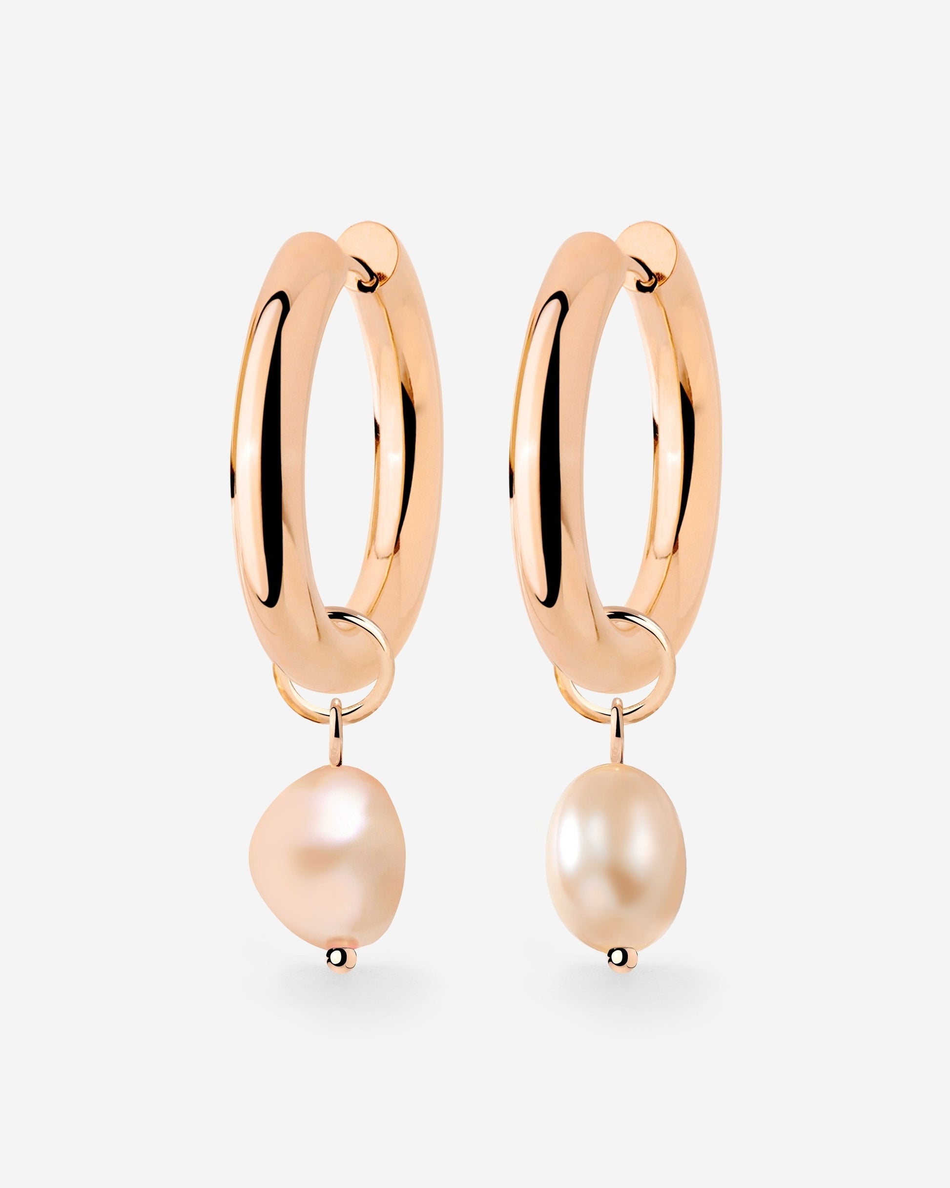 Chunky Perla Rosa Hoop Set Medium Oro Rosa