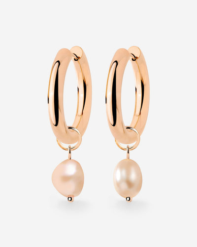 Chunky Perla Rosa Hoop Set Medium Oro Rosa