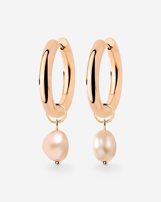 Chunky Perla Rosa Hoop Set Medium Oro Rosa