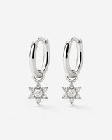 White Petal Hoop Set Small Argento