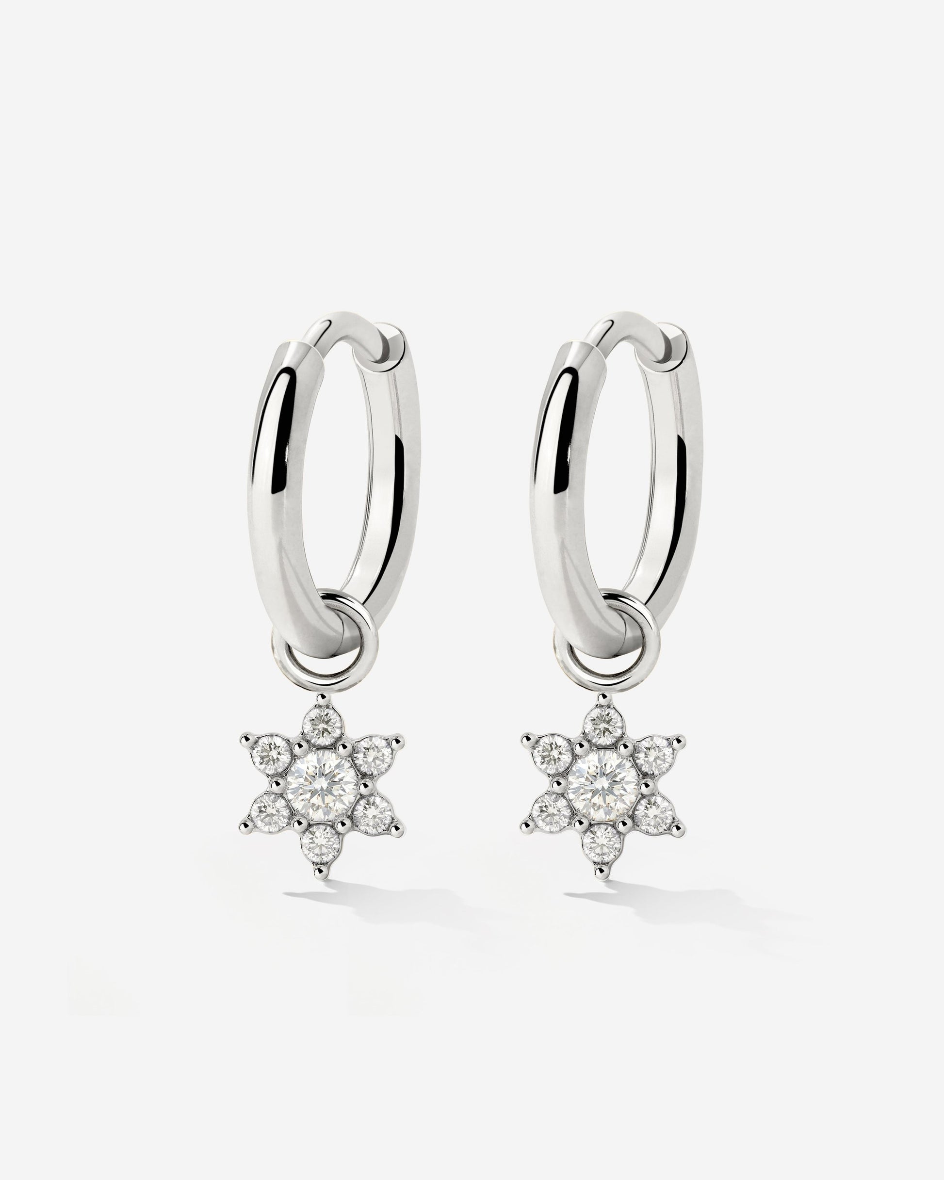 White Petal Hoop Set Small Argento