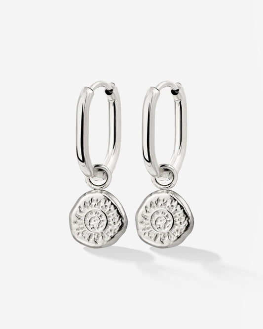 Sun Seeker Oval Hoop Set Baby Argento