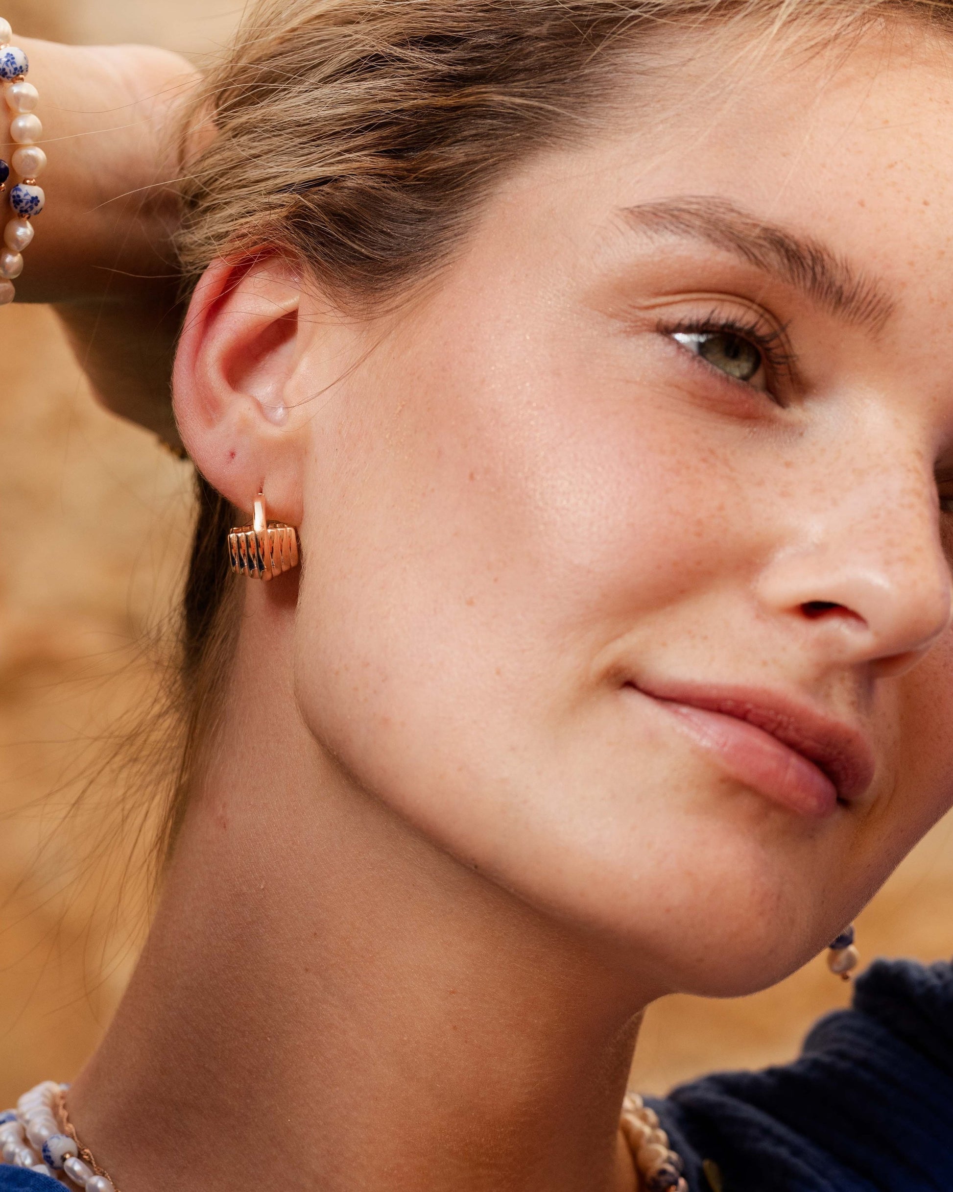 Winding Hoop Studs Oro Rosa