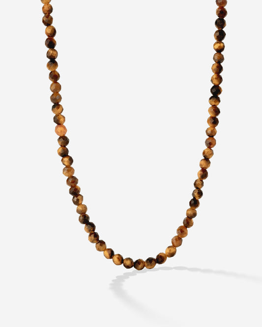 Tiger's Eye Bead Collana Argento