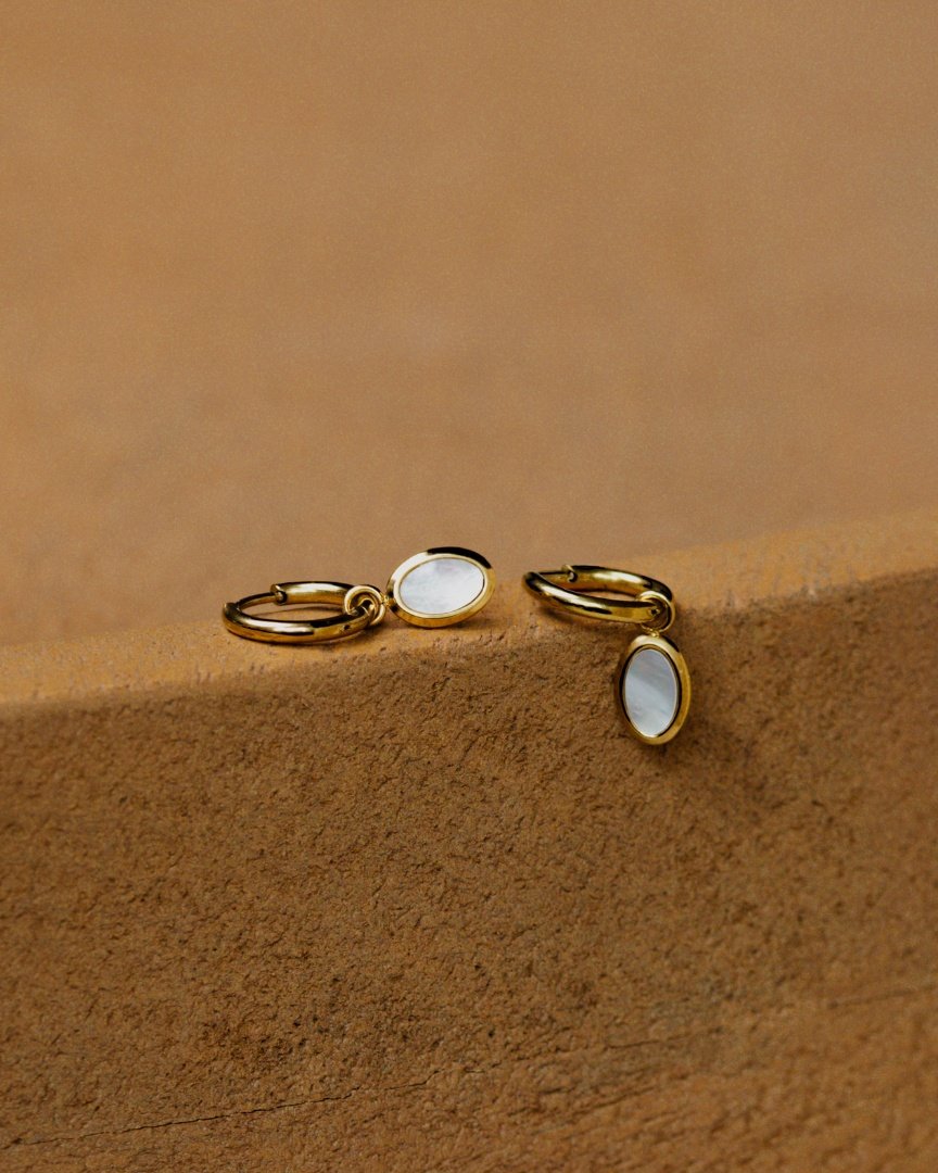 Mother of Pearls Hoop Set Oro
