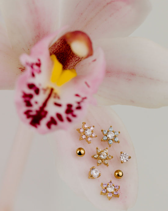 Glimmering Petals Stud Bundle Oro Rosa