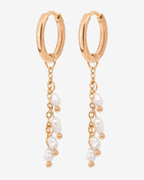 Pearl Chain Hoop Set Small Oro Rosa
