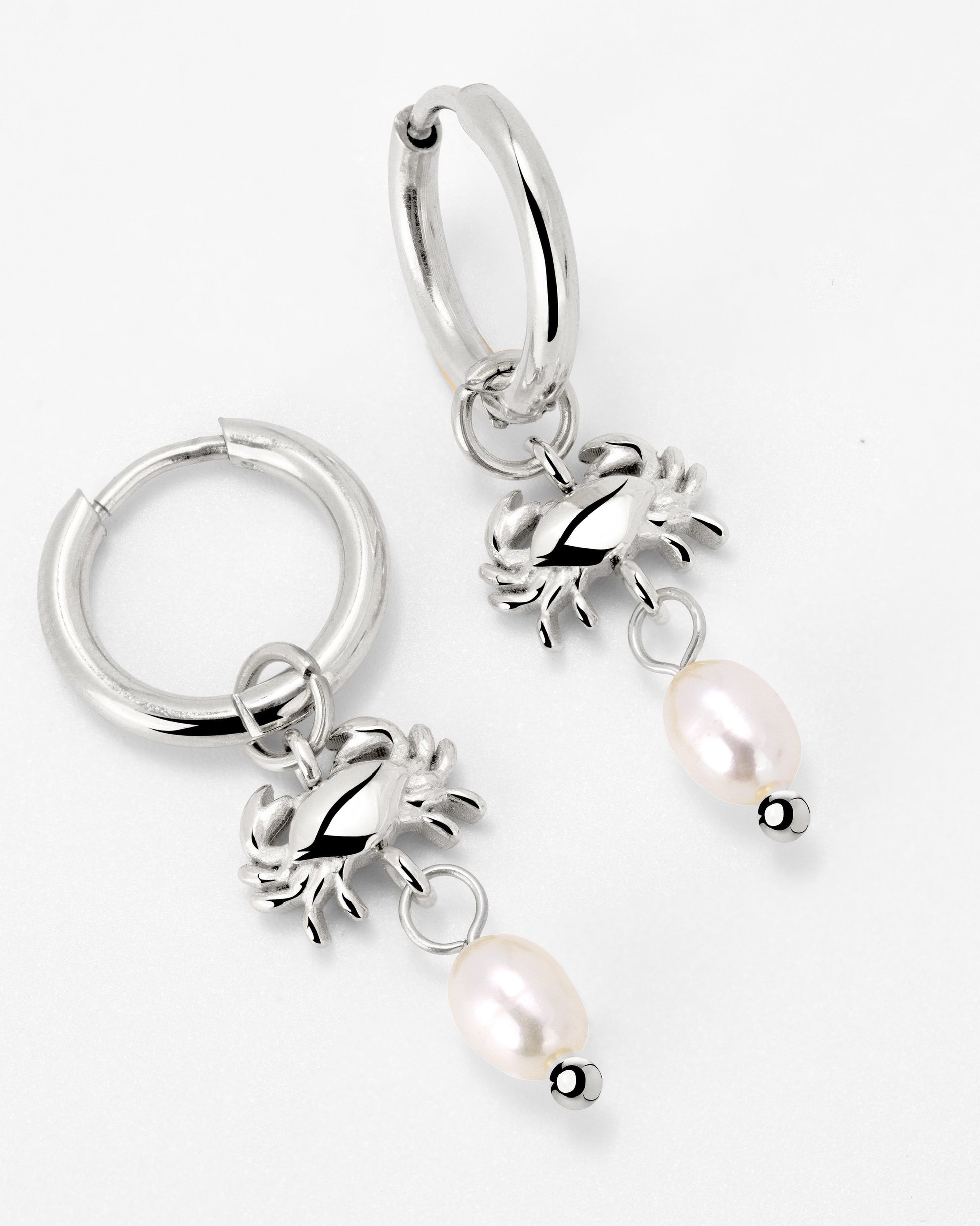 Crab Chaser Hoop Set Small Argento