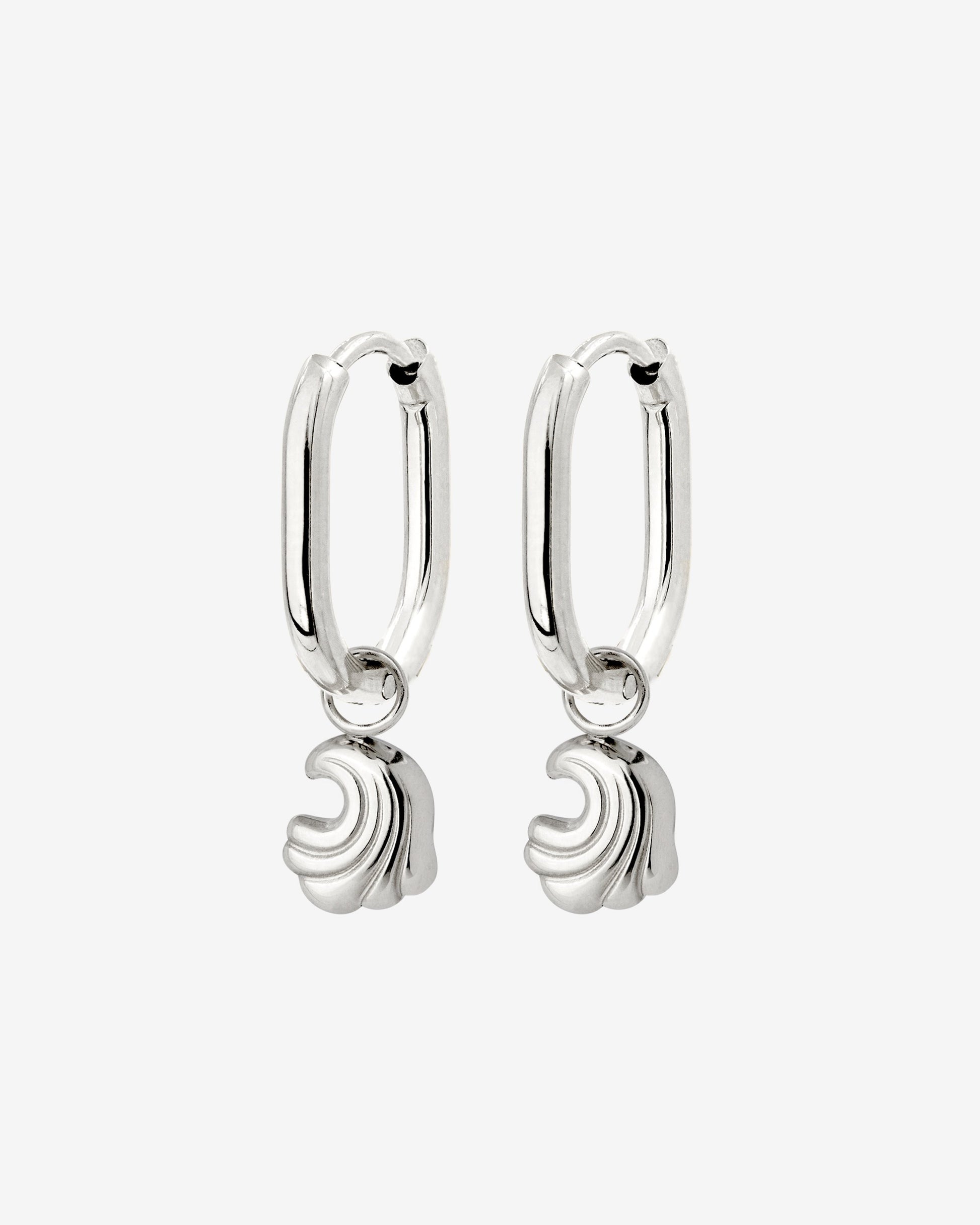 Curvy Wave Oval Hoop Set Baby Argento