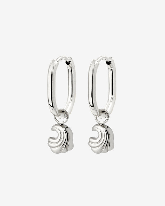 Curvy Wave Oval Hoop Set Baby Argento