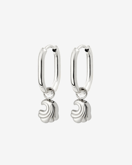 Curvy Wave Oval Hoop Set Baby Argento