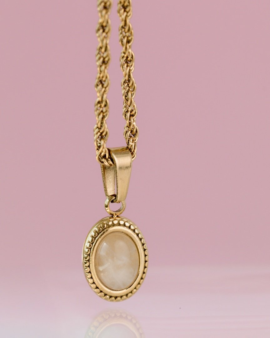 Blush Quartz Collana Oro
