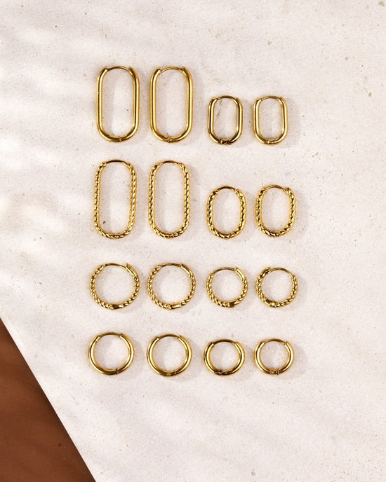 Oval Clean Hoop Set Oro