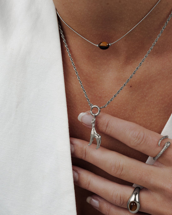 Giraffe Rope Chain Collana Set Argento