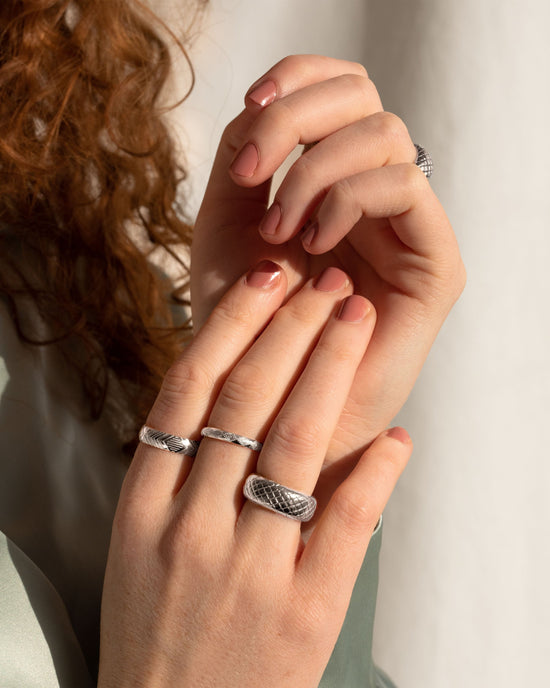 Snake Skin Anello Argento