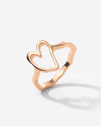 Flowy Heart Anello Oro Rosa