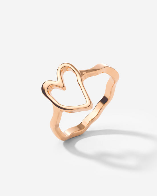 Flowy Heart Anello Oro Rosa