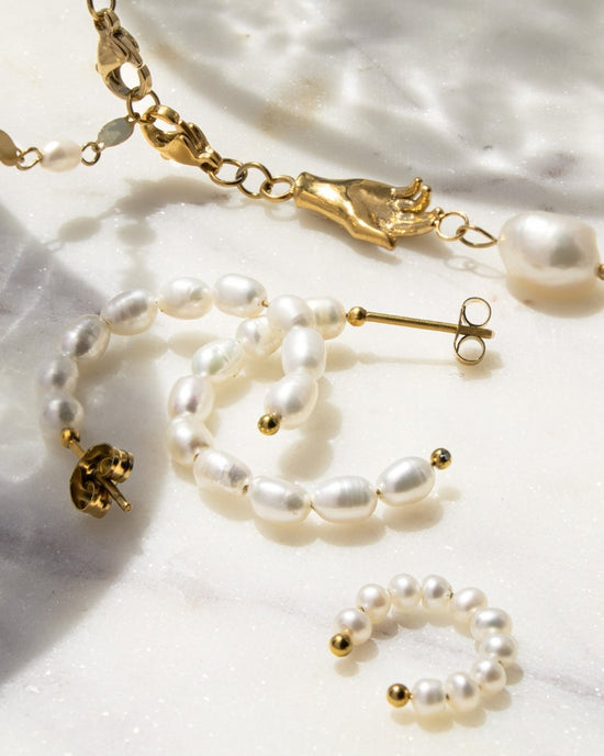 Pippo Pearl Ear Cuff Argento