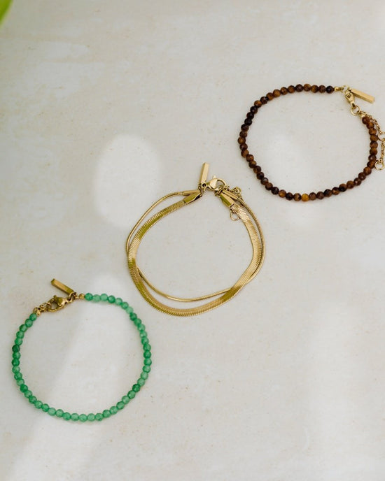 Tiger's Eye Bead Bracciale Oro