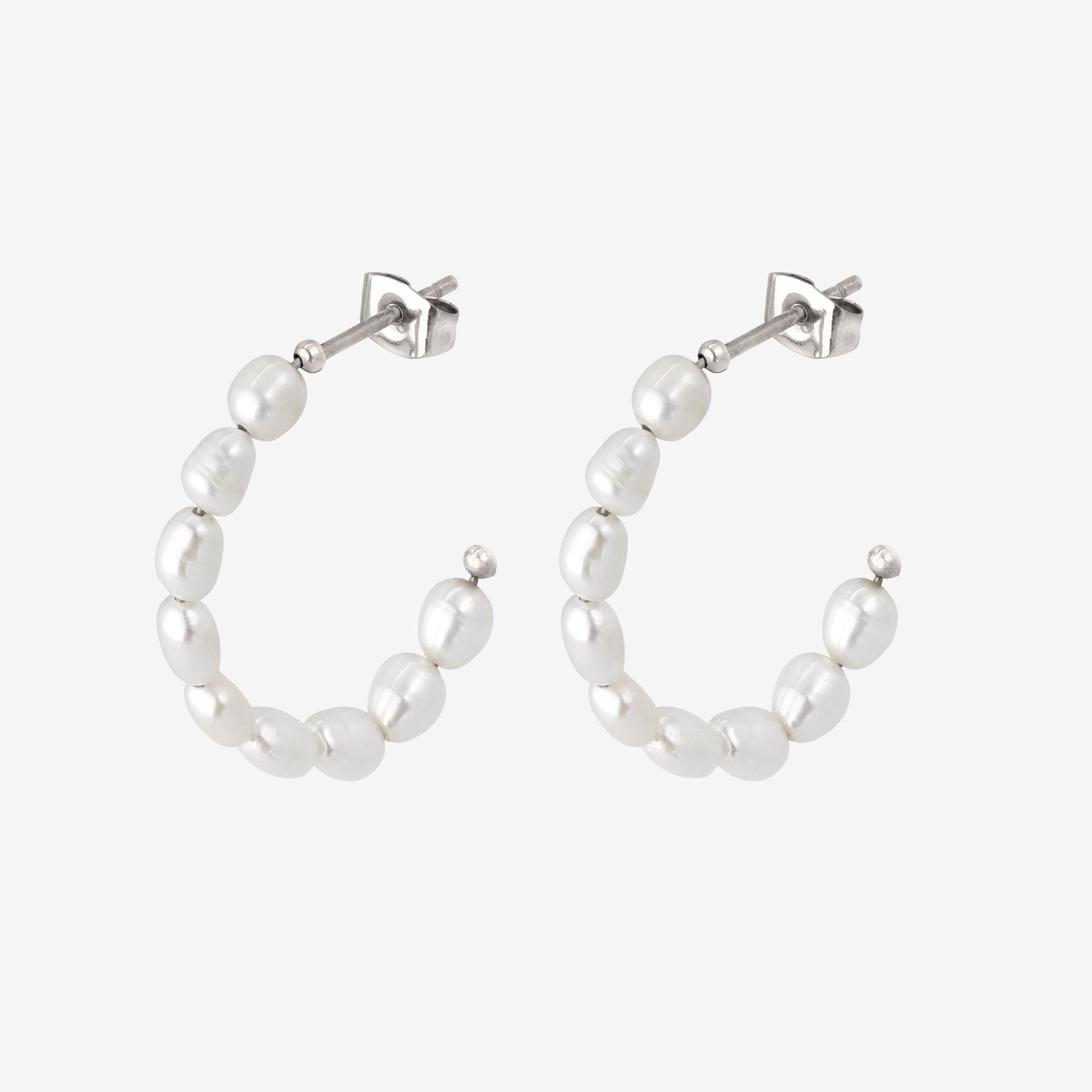 Pearly Leni Hoop Orecchini Argento