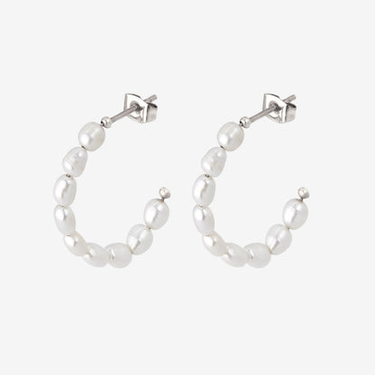 Pearly Leni Hoop Orecchini Argento
