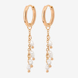 Pearl Chain Hoop Set Small Oro Rosa