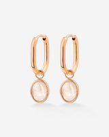 Blush Quartz Oval Hoop Set Baby Oro Rosa