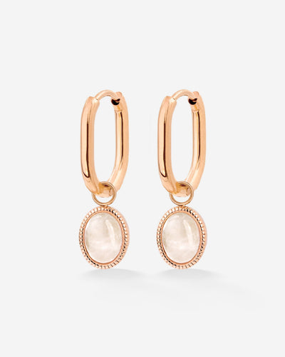 Blush Quartz Oval Hoop Set Baby Oro Rosa