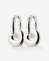 Chunky Sleek Donut Hoop Set Medium Argento
