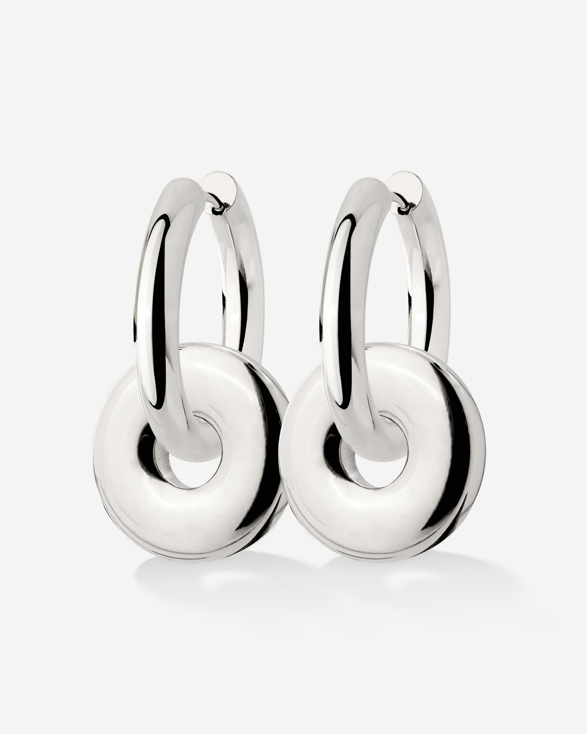 Chunky Sleek Donut Hoop Set Medium Argento