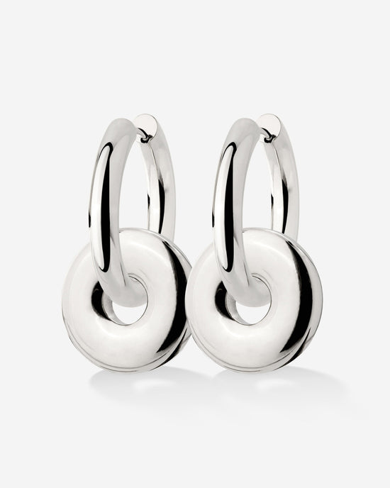 Chunky Sleek Donut Hoop Set Medium Argento