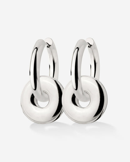 Chunky Sleek Donut Hoop Set Medium Argento