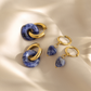 Sodalite Heart Hoops Small Gold