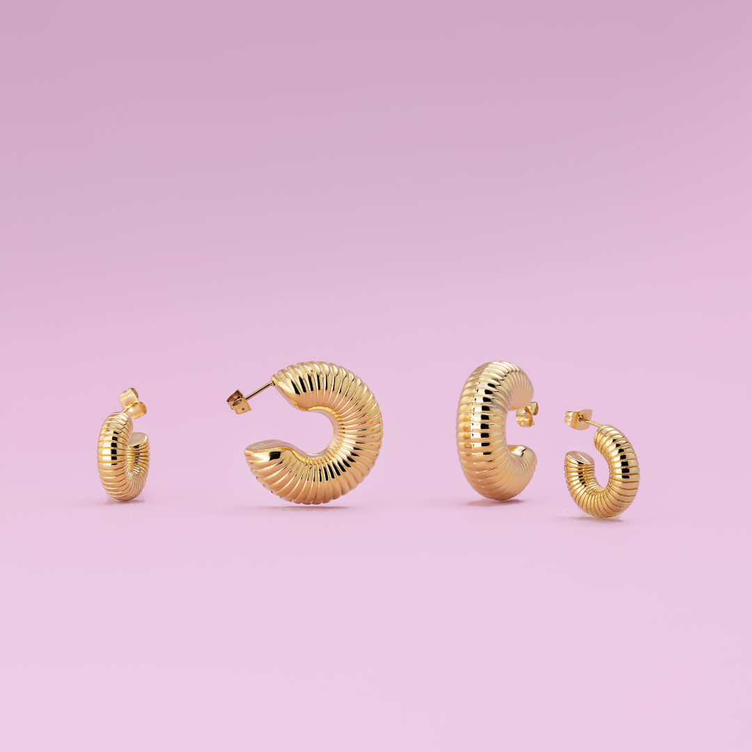 Spiral of Love Hoop Studs Small Oro