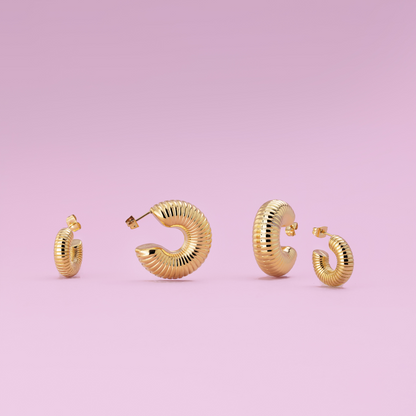 Spiral of Love Hoop Studs Small Oro Rosa