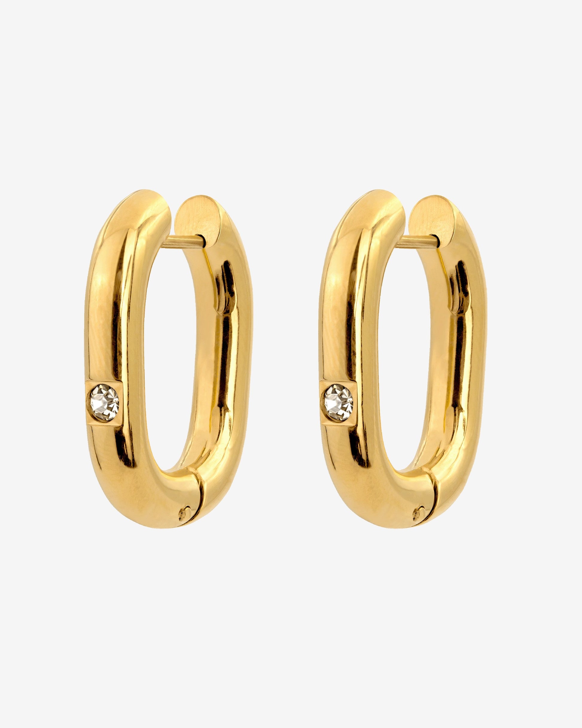 Sparkle Oval Hoops Medium Oro