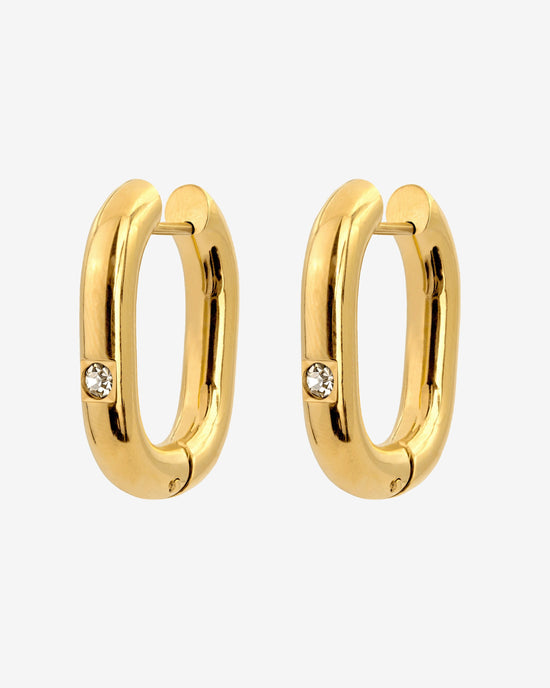 Sparkle Oval Hoops Medium Oro