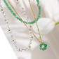 Green Pastel Pearl Collana Oro