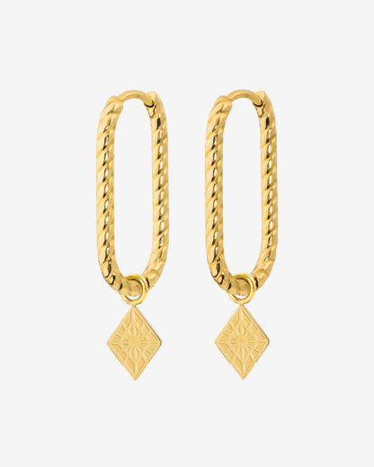 Rombo Oval Twisted Hoops Small Oro