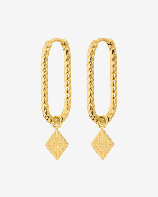 Rombo Oval Twisted Hoops Small Oro