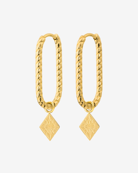 Rombo Oval Twisted Hoops Small Oro